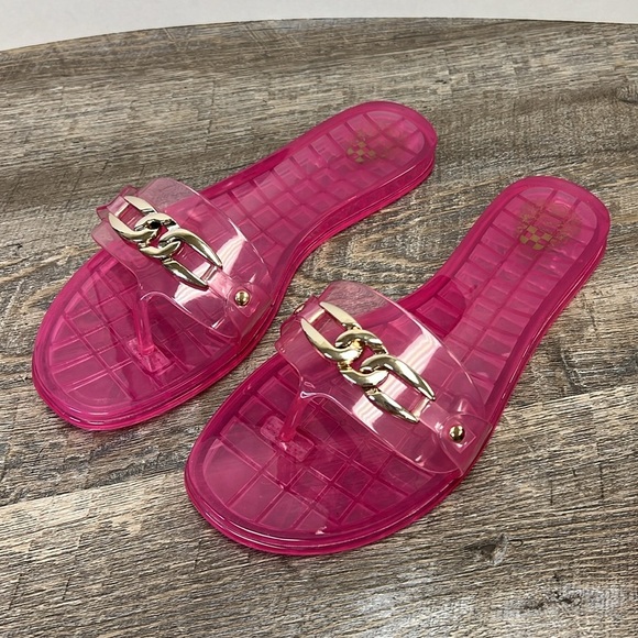 NEW Vince Camuto EVOLET Translucent Jelly Sandals -Raspberry Magenta Size 10 - Picture 2 of 10